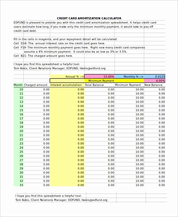 Credit Card Payment Tracking Spreadsheet Unique 6 Amortization Schedule Excel Samples