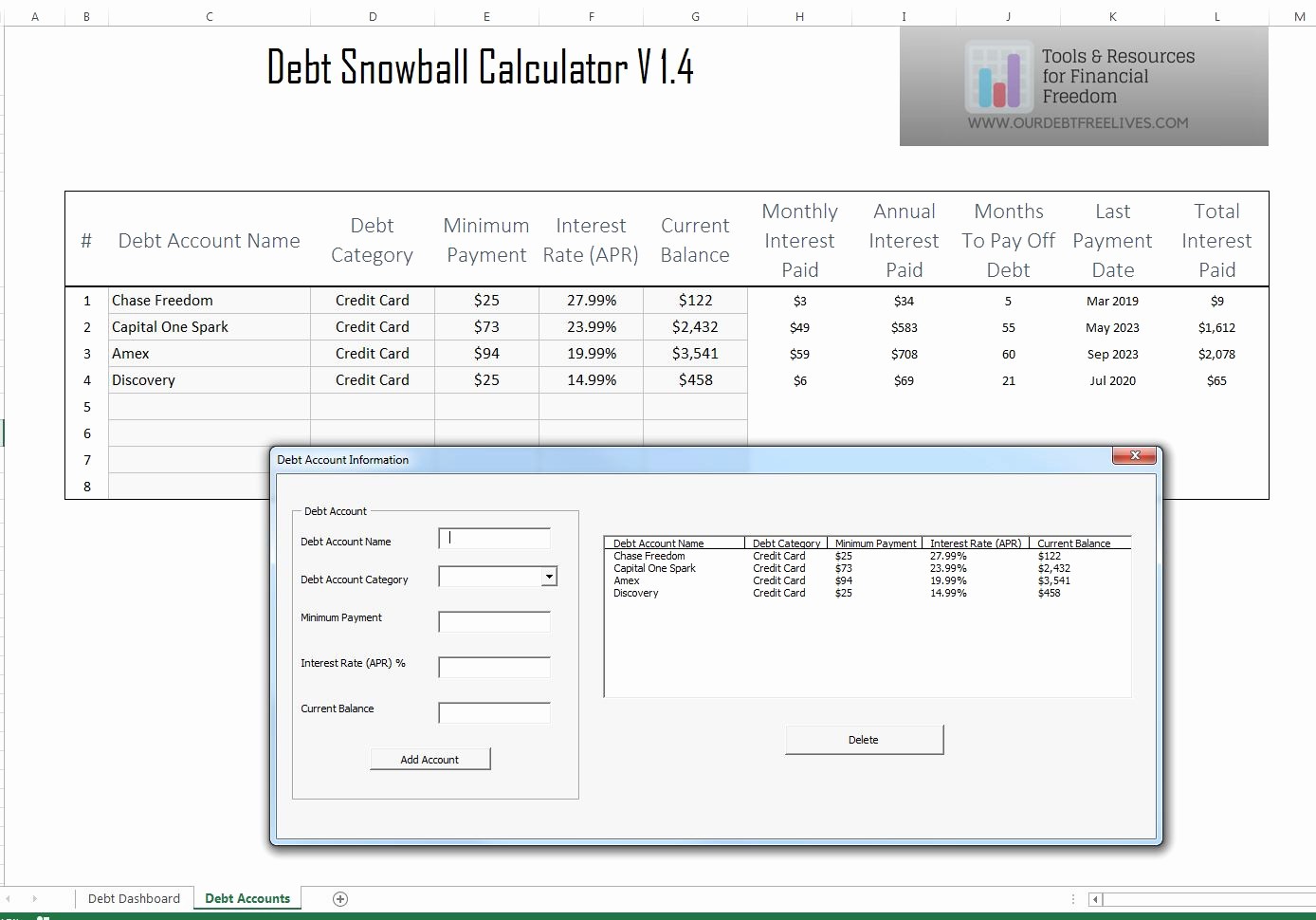 Credit Card Snowball Calculator Excel Inspirational Debt Snowball Calculator Excel Make Money Line