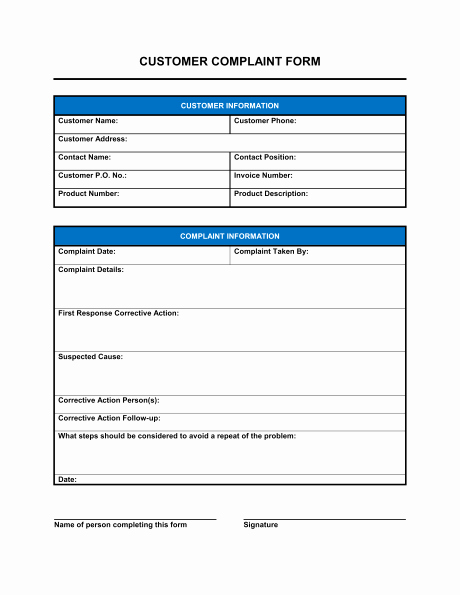 Customer Complaint Template for Excel Best Of 3 Free Customer Plaint form Templates Word Excel