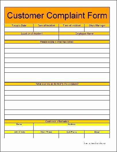 Customer Complaint Template for Excel Fresh 3 Free Customer Plaint form Templates Word Excel