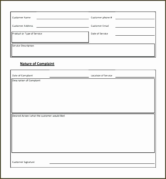Customer Complaint Template for Excel Luxury Customer Plaint form Template – Arabnormafo