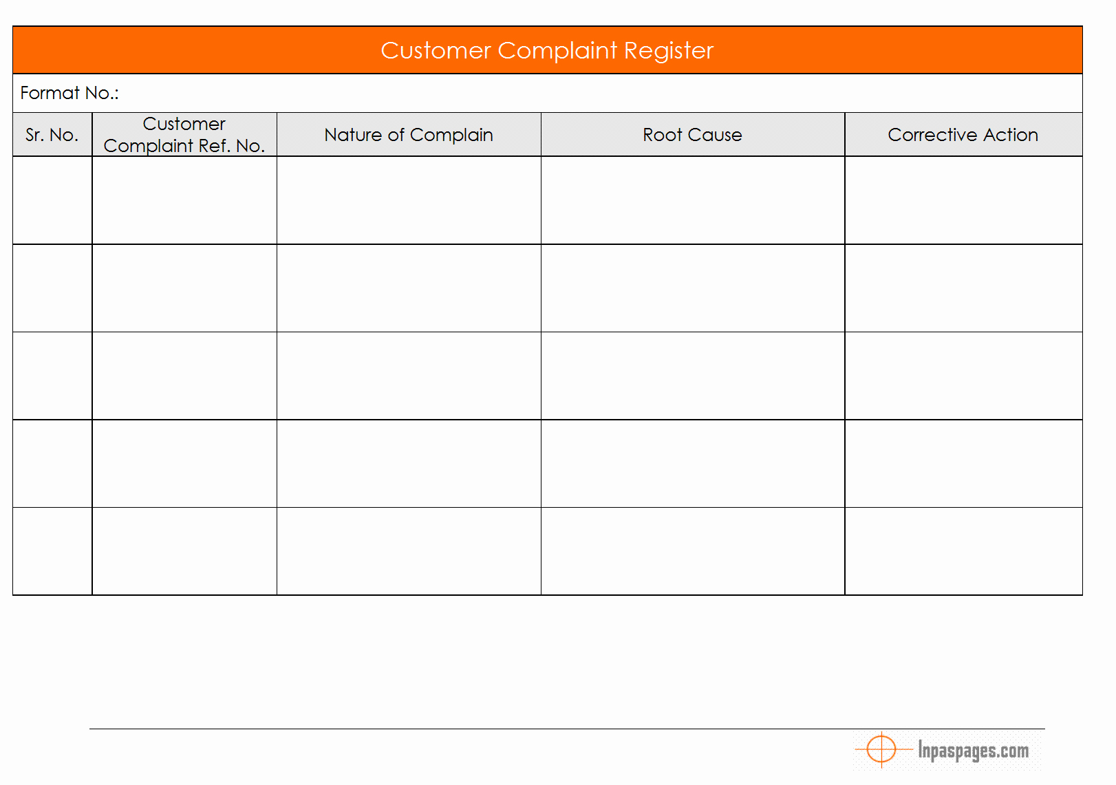 Customer Complaint Template for Excel Luxury Customer Plaint Register