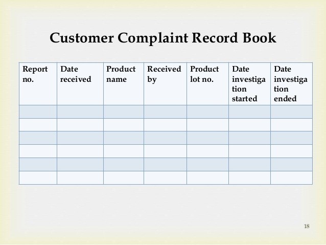 Customer Complaint Template for Excel Unique Customer Plaint Log form