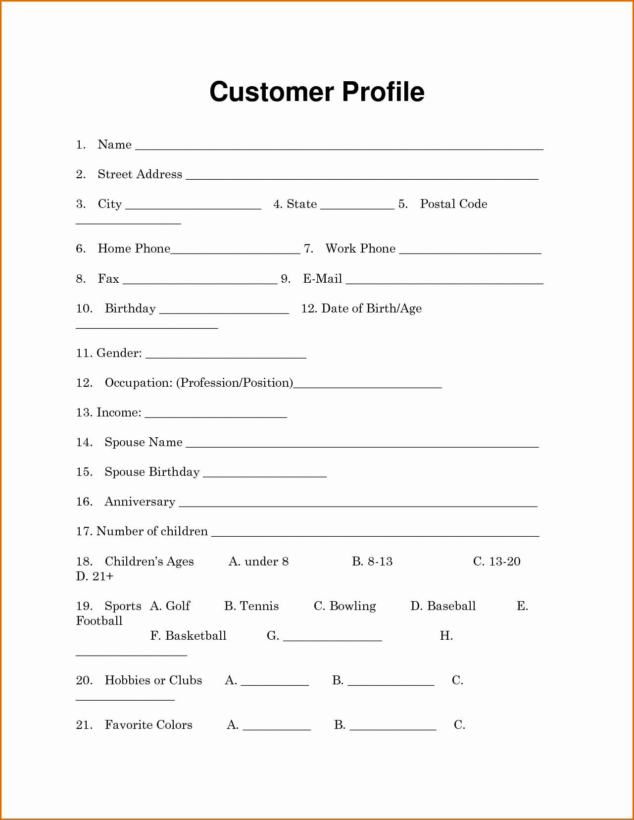 Customer Contact Information form Template Elegant 13 Customer Information form Template
