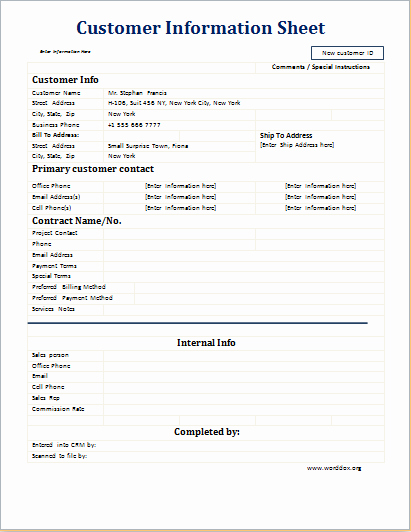 Customer Contact Information form Template Elegant 20 Editable Worksheet Templates for Everyone S Use