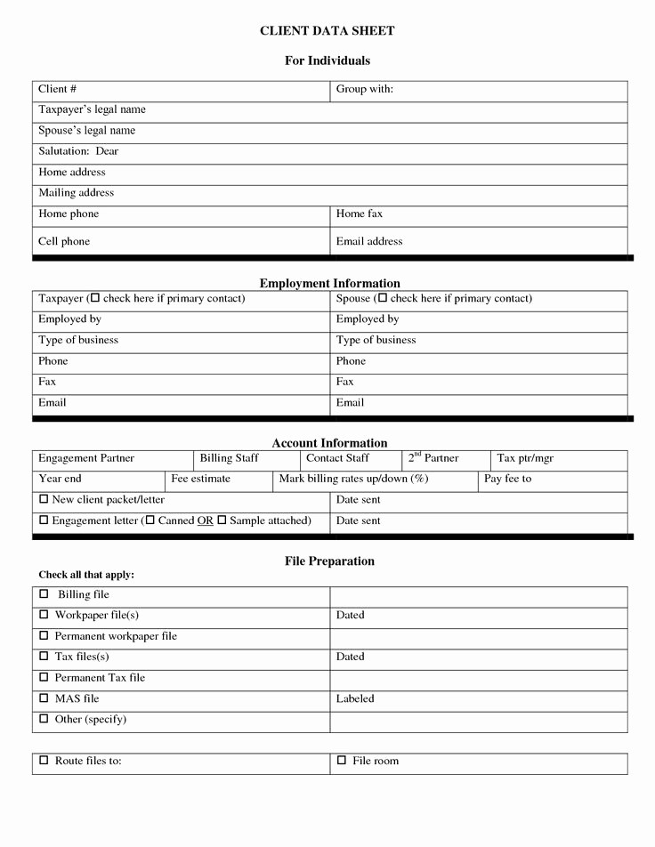 Customer Contact Information form Template Lovely Free Personal Information forms