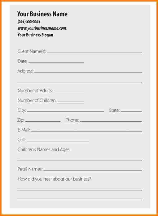 Customer Contact Information form Template New Customer Information form Template