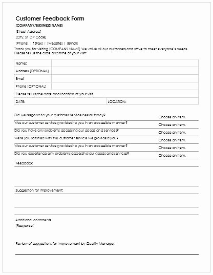 Customer Feedback form Template Word Lovely Customer Feedback form Template