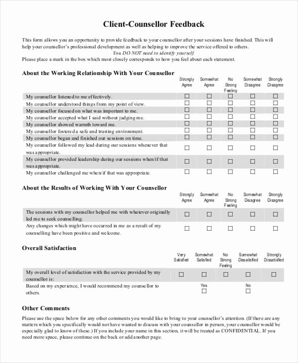 Customer Feedback form Template Word Unique Sample Client Feedback forms 7 Free Documents In Word Pdf