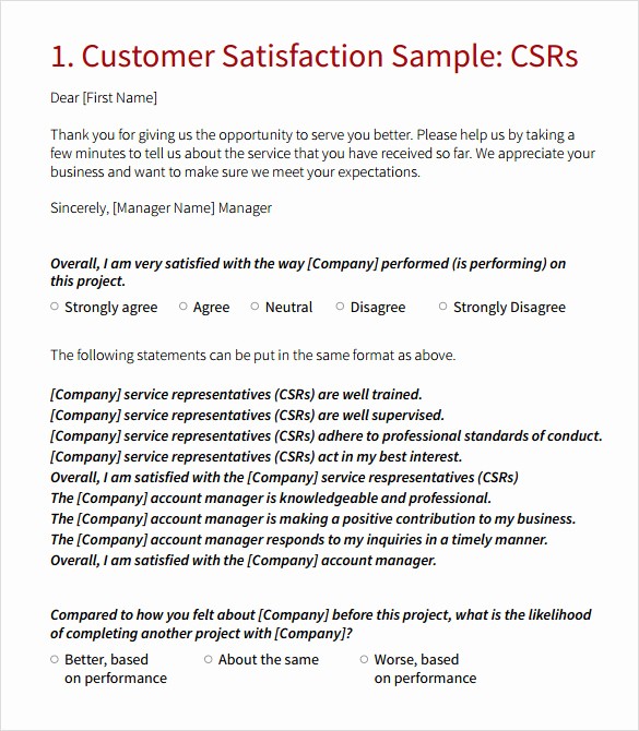 Customer Satisfaction Survey Template Free Best Of 7 Customer Survey Samples