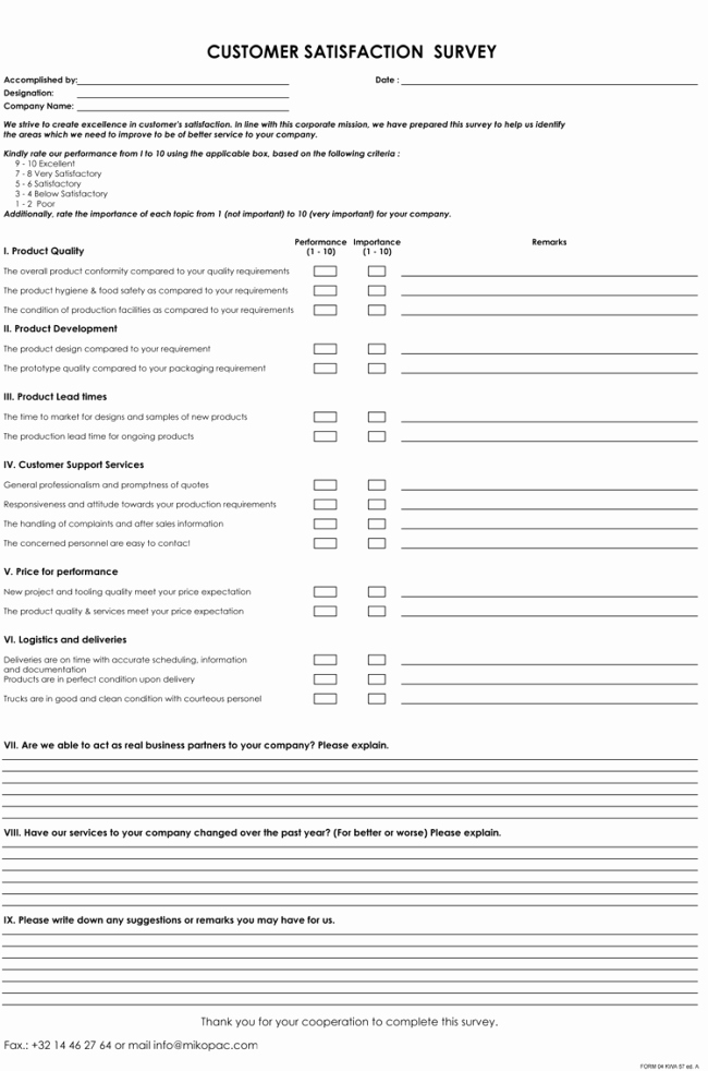 Customer Satisfaction Survey Template Free Fresh Customer Satisfaction Survey Template and Samples