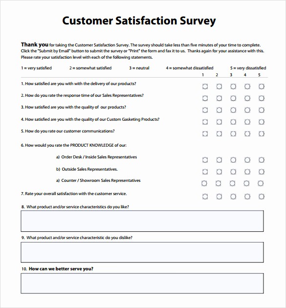 Customer Satisfaction Survey Template Free Lovely 14 Customer Satisfaction Survey Samples