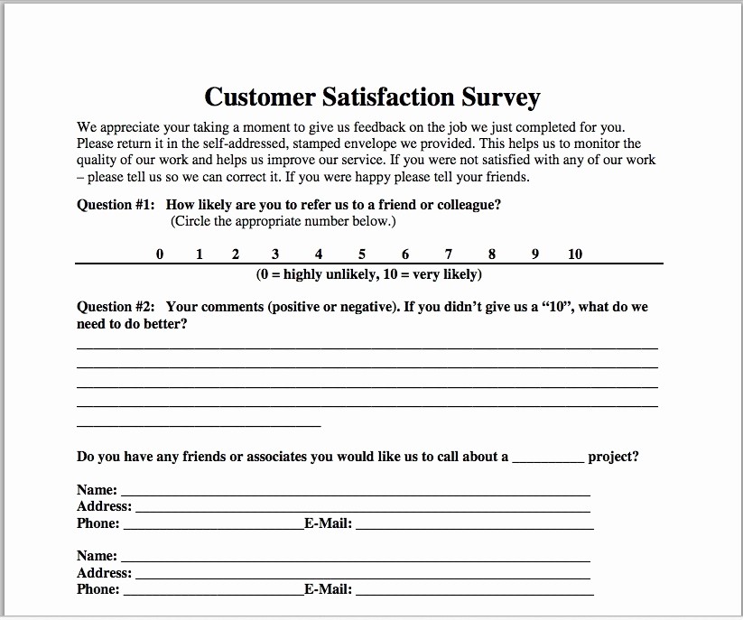 Customer Satisfaction Survey Template Word New Customer Satisfaction Survey Template Construction