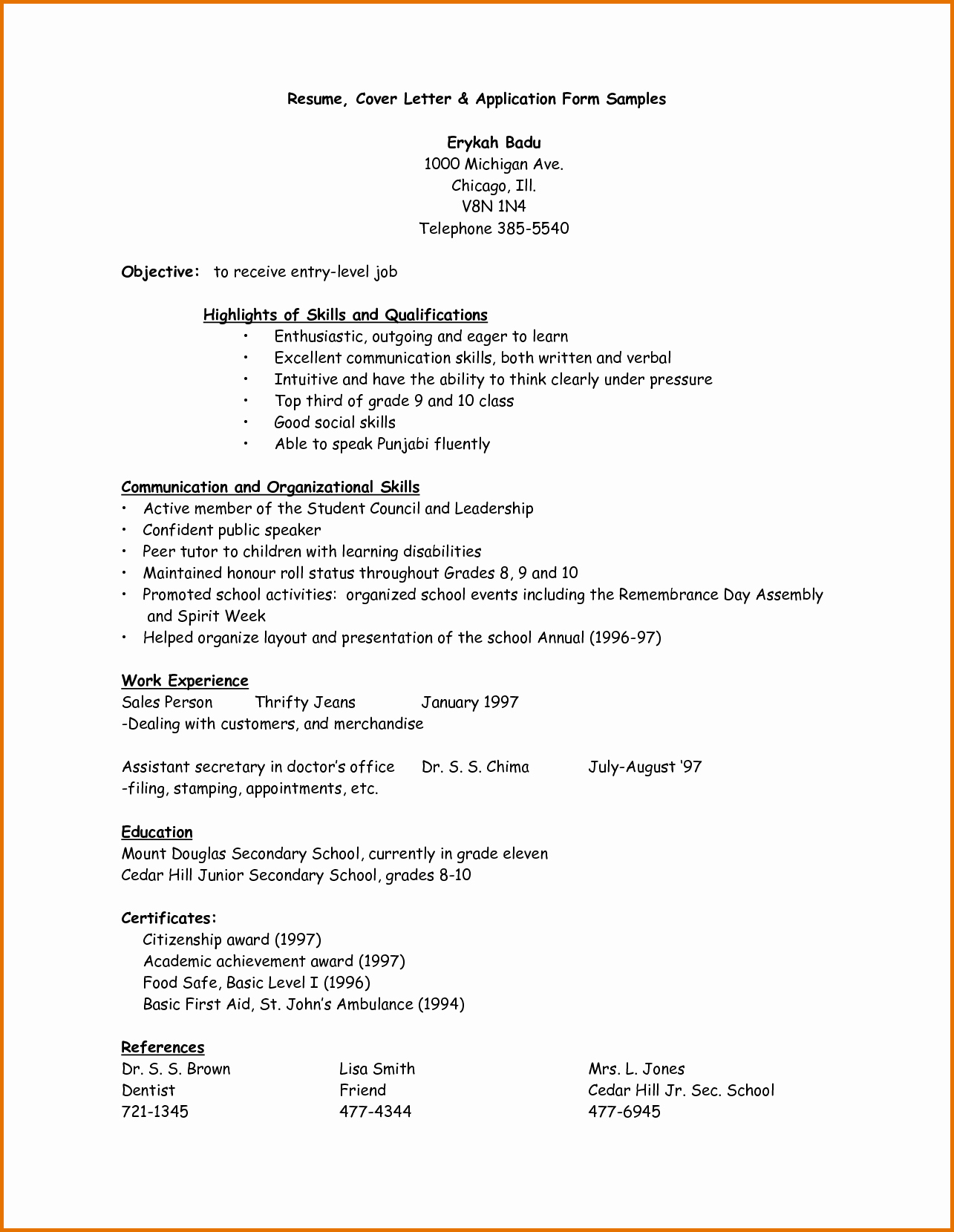 Cv and Cover Letter Template Fresh Sample Of Application Letter and Resumereference Letters