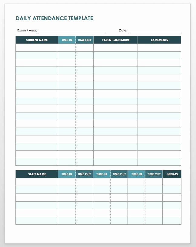 Daily attendance Sheet In Excel Beautiful 25 Printable attendance Sheet Templates [excel Word