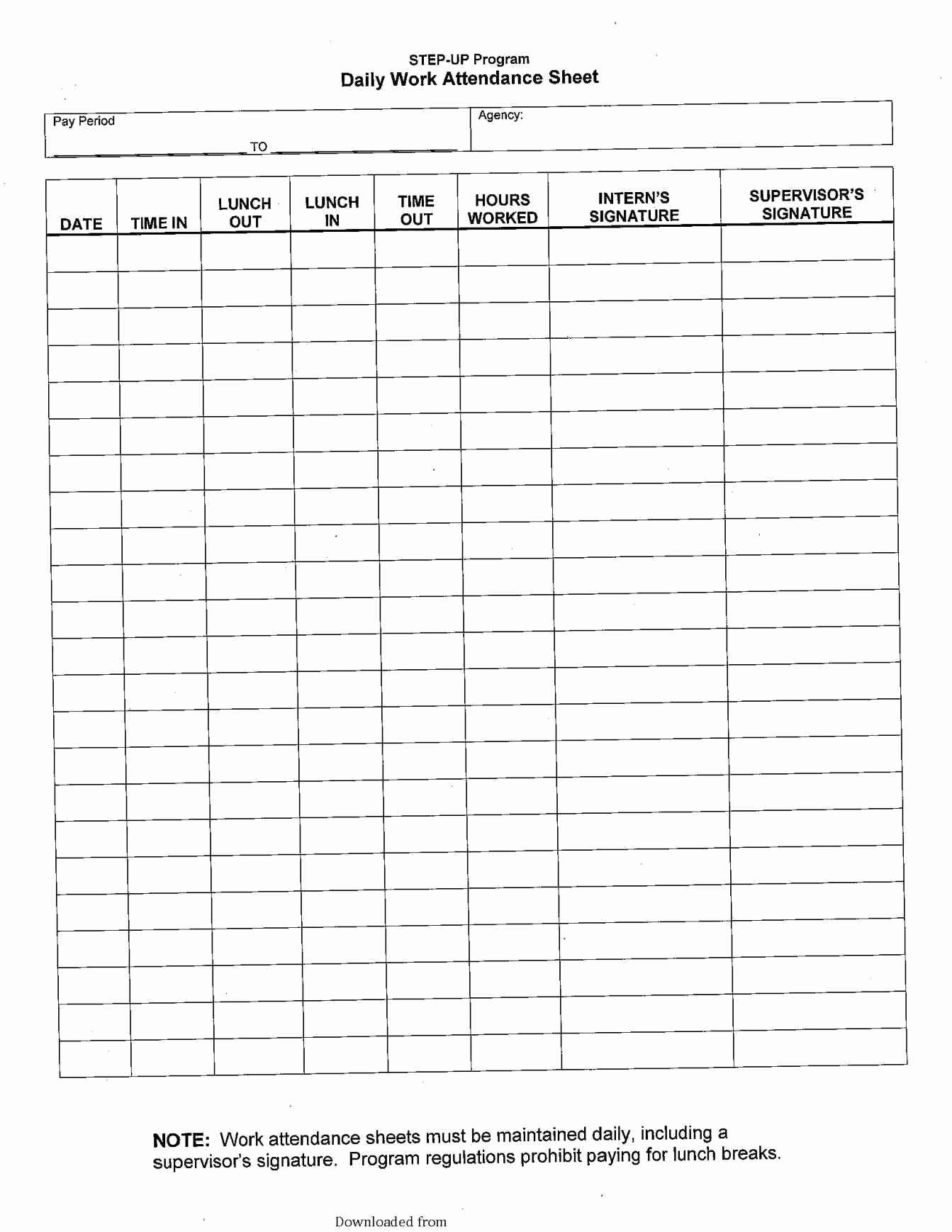 Daily attendance Sheet In Excel Beautiful Record Template Pin Employee Vacation Planner