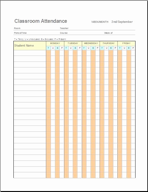 Daily attendance Sheet In Excel Fresh Daily Weekly &amp; Monthly Student attendance Sheets