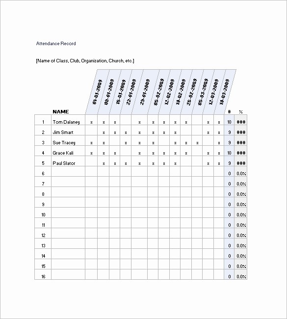 Daily attendance Sheet In Excel Inspirational 10 attendance List Templates Pdf Doc Xls