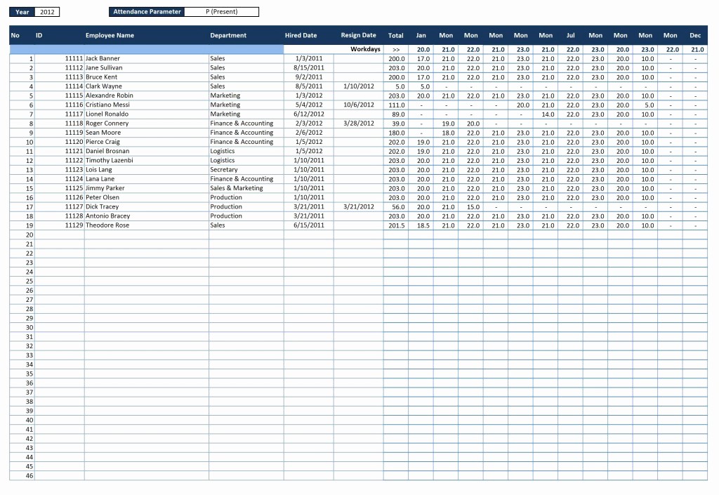 Daily attendance Sheet In Excel Lovely Simply Professional attendance Parameter Sheet Template