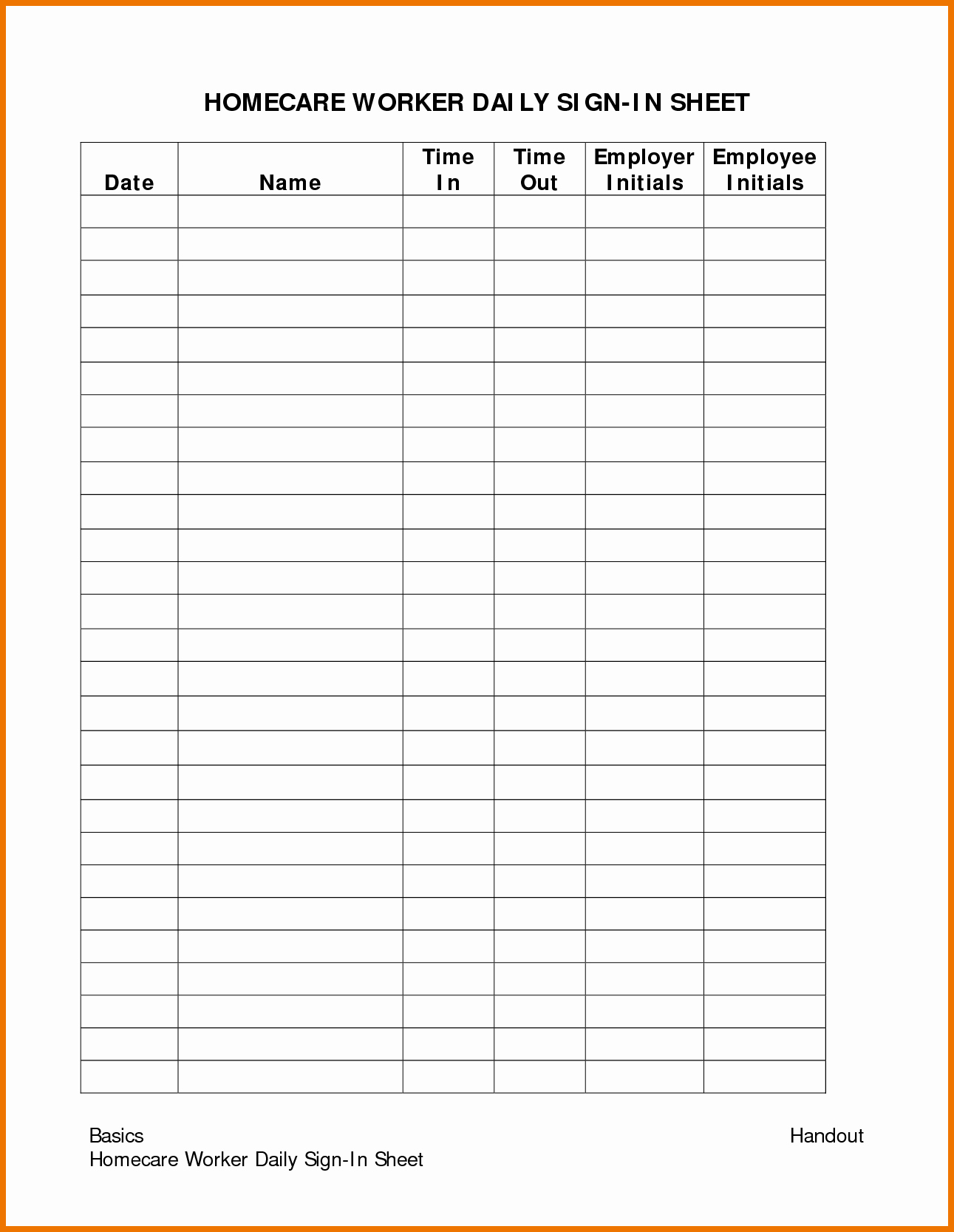 Daily attendance Sheet In Excel New Brilliant Daily attendance Sign In Sheet for Homecare