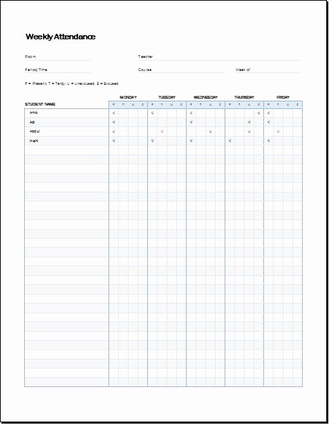 Daily attendance Sheet In Excel New Daily Weekly &amp; Monthly Student attendance Sheets