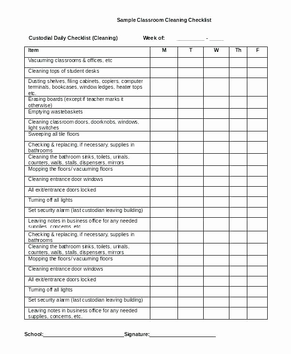 Daily Cleaning Checklist for Office Awesome Fice Cleaning Checklist School Schedule Template