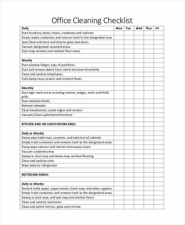 Daily Cleaning Checklist for Office Lovely 13 Cleaning Checklist Examples &amp; Samples Pdf Word Pages