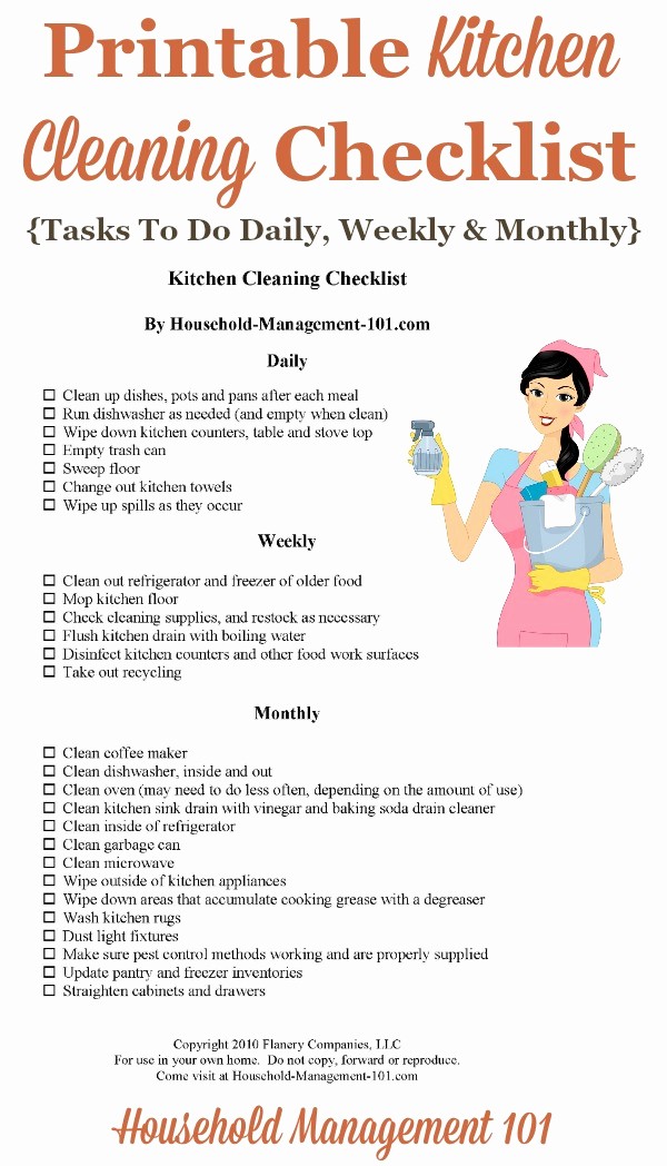 Daily Cleaning Checklist for Office Unique Kitchen Cleaning Checklist Daily Weekly and Monthly