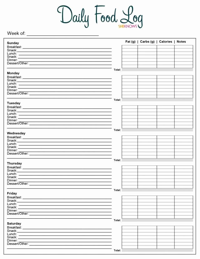 Daily Food and Exercise Log Best Of Printable Charts and Logs to Help You Keep Track Of Chores