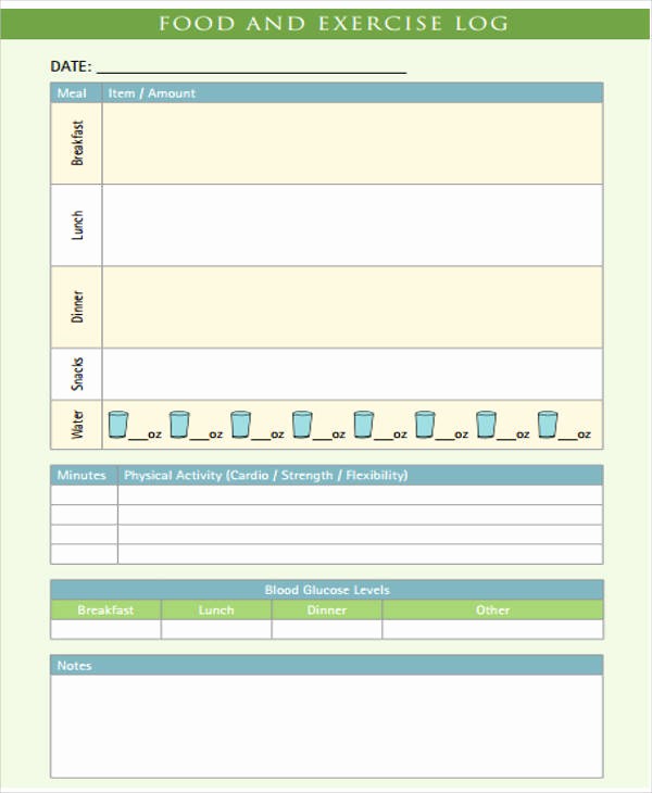 Daily Food and Exercise Log Inspirational 30 Daily Log Templates