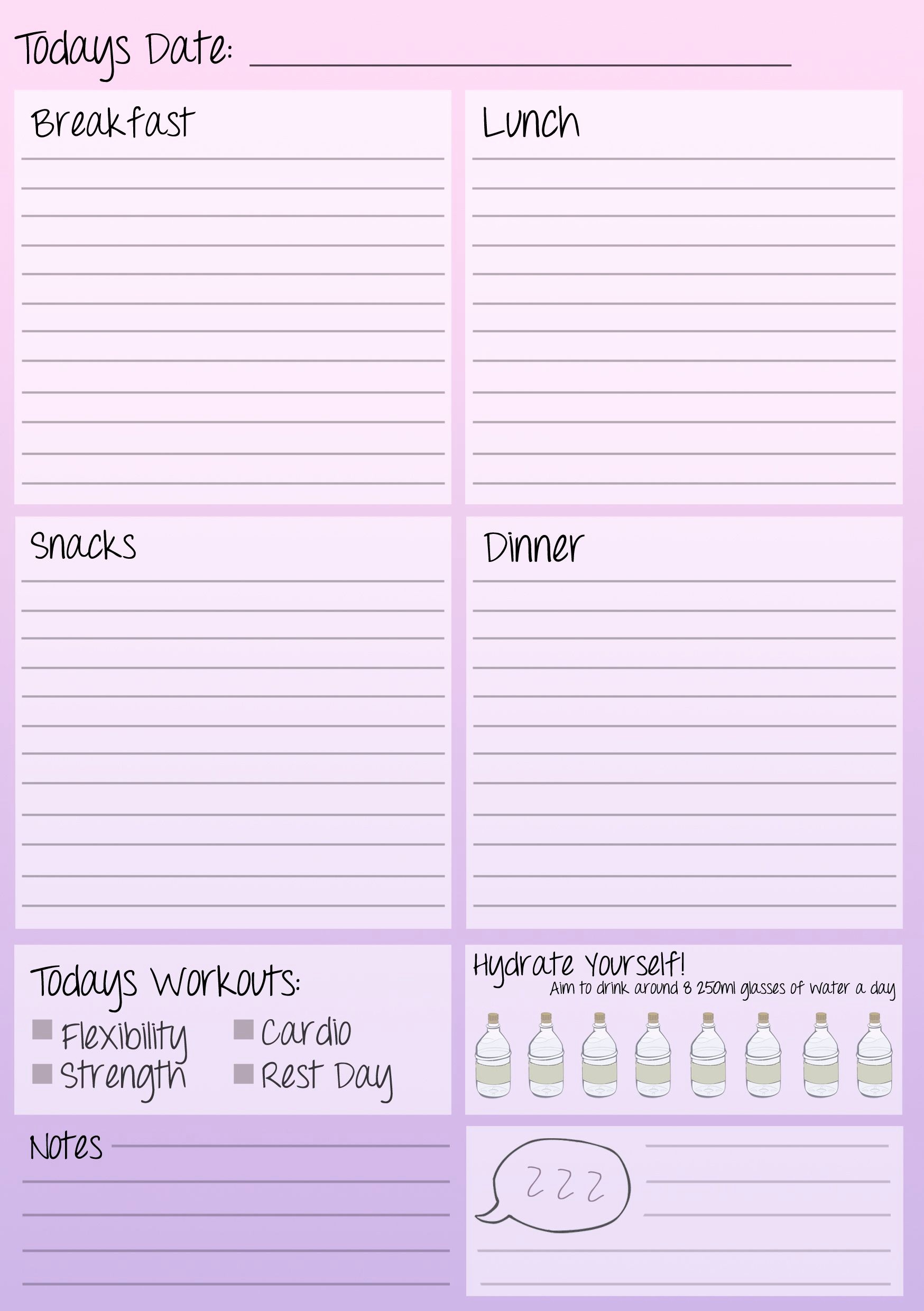 Daily Food and Exercise Log Inspirational Daily Fitness Journal Printable Workout
