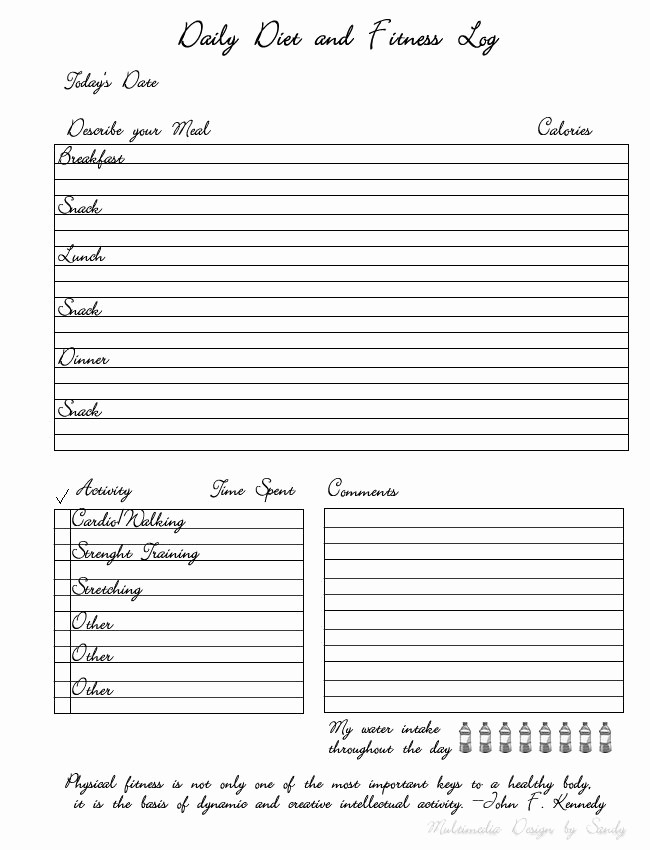 Daily Food and Exercise Log Unique 8 Best Of Free Printable Diet Journal Pages Free