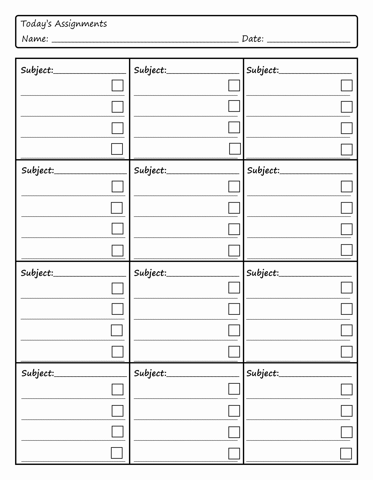 Daily Homework assignment Sheet Template Elegant Daily Planners for Students