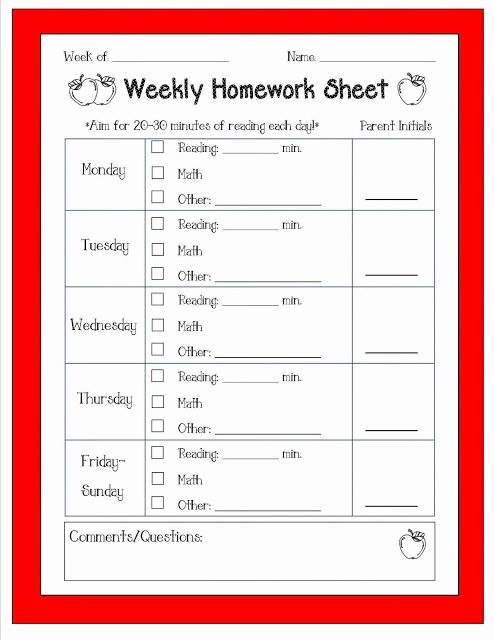 Daily Homework assignment Sheet Template New This is A Free Weekly Homework Sheet Template to Help Keep
