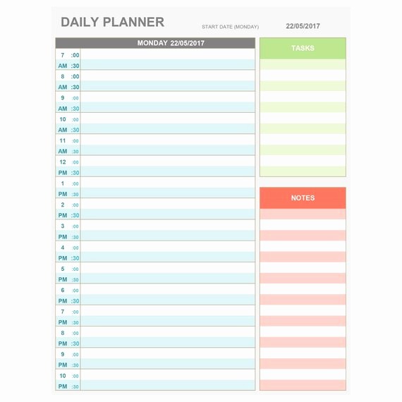 Daily Hourly Planner Template Excel Elegant Excel Daily Hourly Planner Printable &amp; Editable Daily