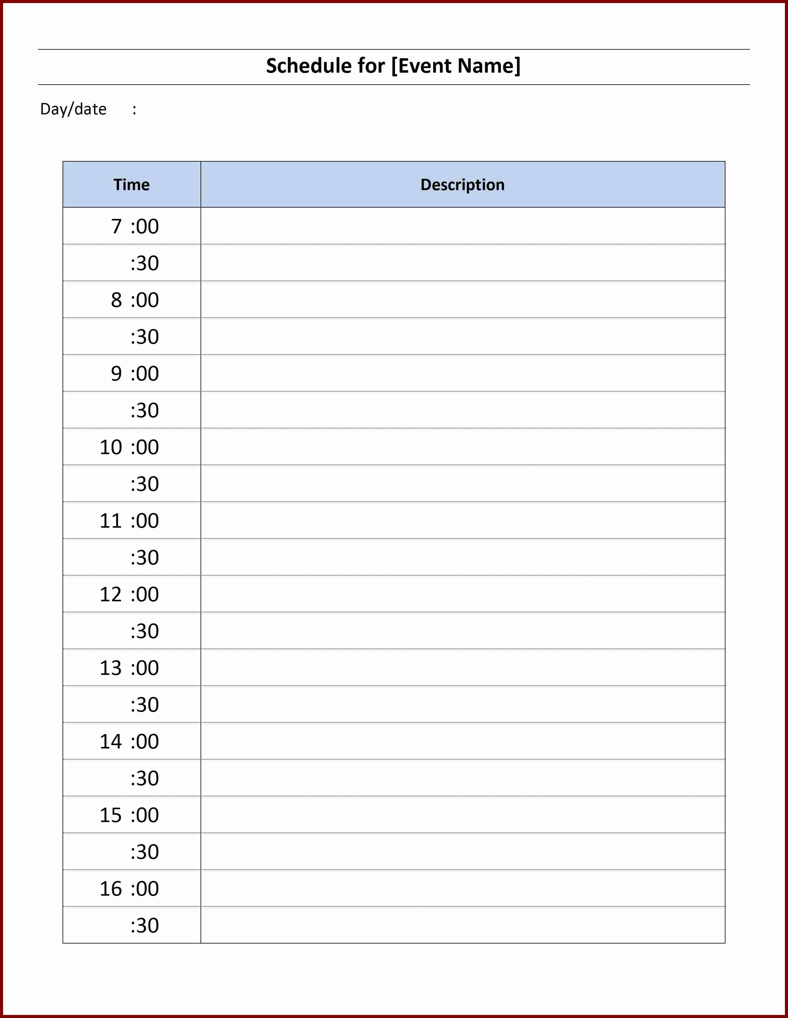 Daily Hourly Schedule Excel Template Elegant Daily Hourly Calendar Template