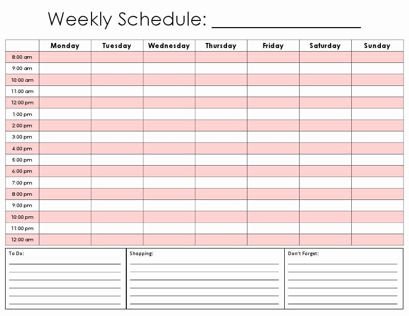 Daily Hourly Schedule Excel Template Unique Printable Hourly Daily Calendar Template