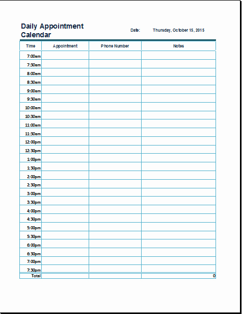 Daily Planner with Time Slots Lovely Ms Excel Daily Appointment Calendar Template