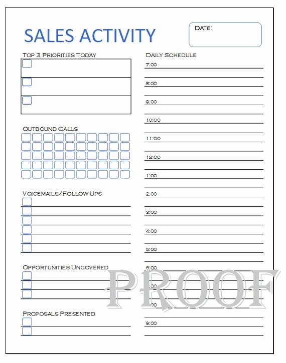 Daily Sales Call Sheet Template Awesome Sales Activity Tracker Daily Planner Cold Call Tracker