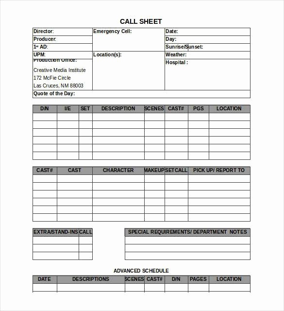 Daily Sales Call Sheet Template Inspirational Call Sheet Template 23 Free Word Pdf Documents