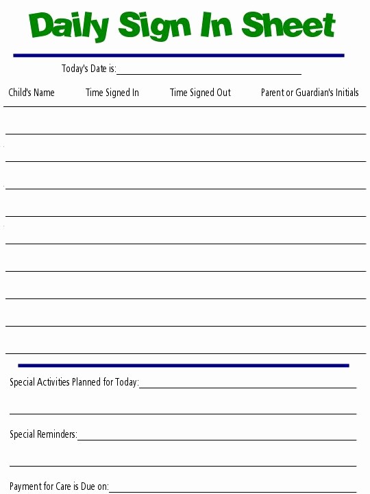 Daily Sign In Sheet Template Best Of Daily Sign In Sheet Daycare forms
