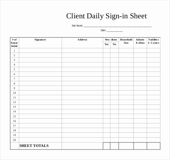 Daily Sign In Sheet Template Luxury 75 Sign In Sheet Templates Doc Pdf