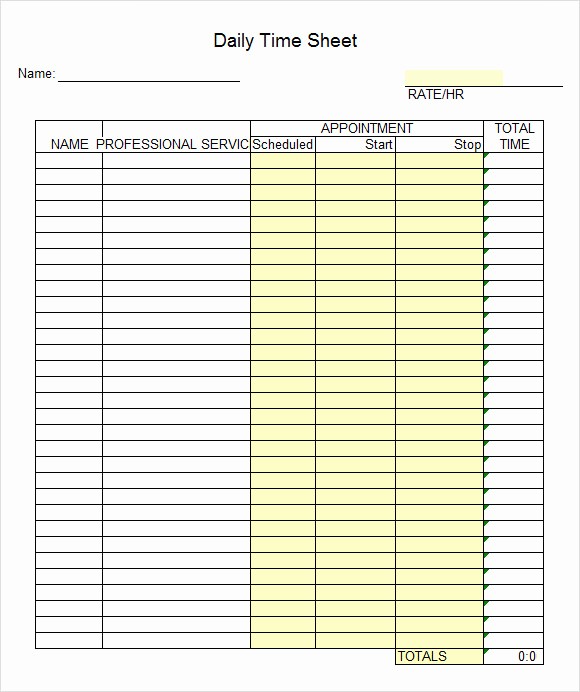 Daily Time Card Template Excel Lovely 19 Sample Excel Timesheets