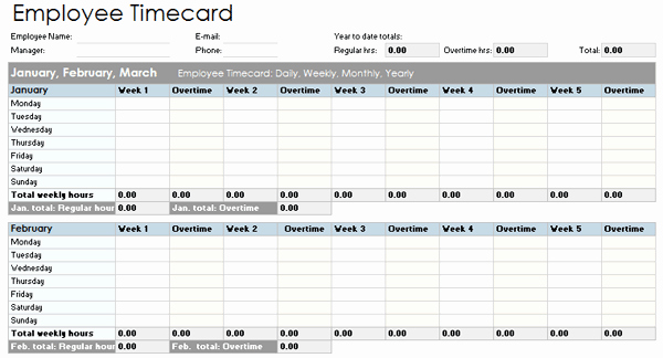Daily Time Card Template Excel Unique Yearly Timesheet Template Free Download Freemium Templates