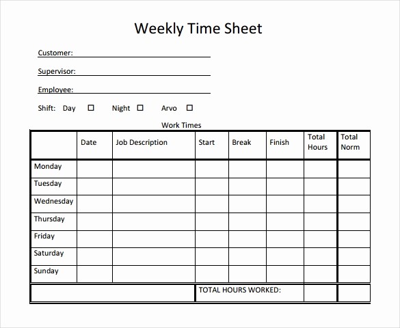 Daily Time Sheet Template Excel Elegant 22 Weekly Timesheet Templates – Free Sample Example