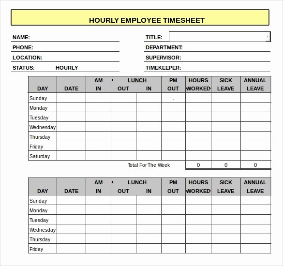 Daily Time Sheet Template Excel Luxury 18 Hourly Timesheet Templates – Free Sample Example