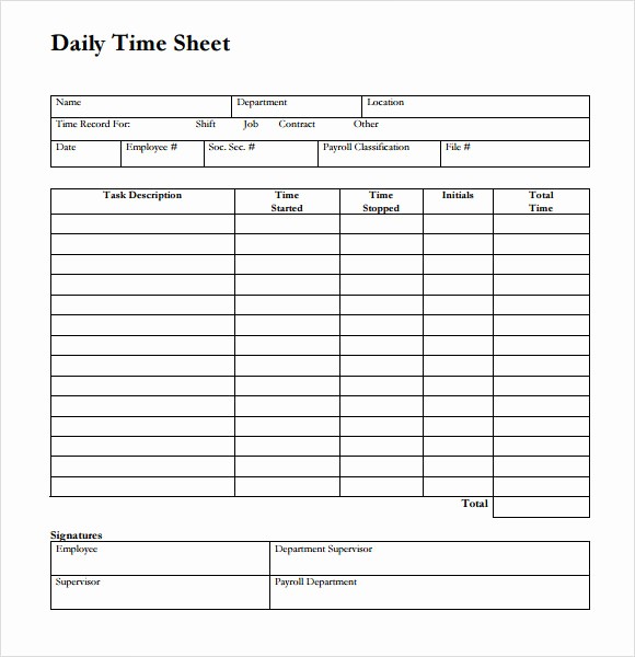 Daily Time Sheet Template Excel Luxury 24 Sample Time Sheets