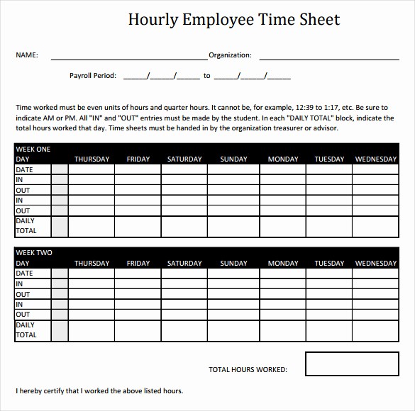 Daily Time Sheet Template Excel Luxury Hourly Timesheet Template