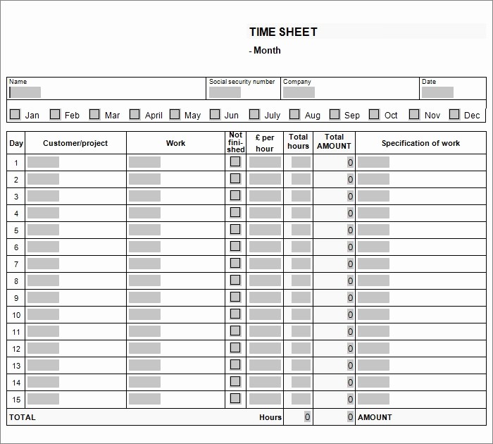 Daily Time Sheet Template Excel Unique 60 Sample Timesheet Templates Pdf Doc Excel