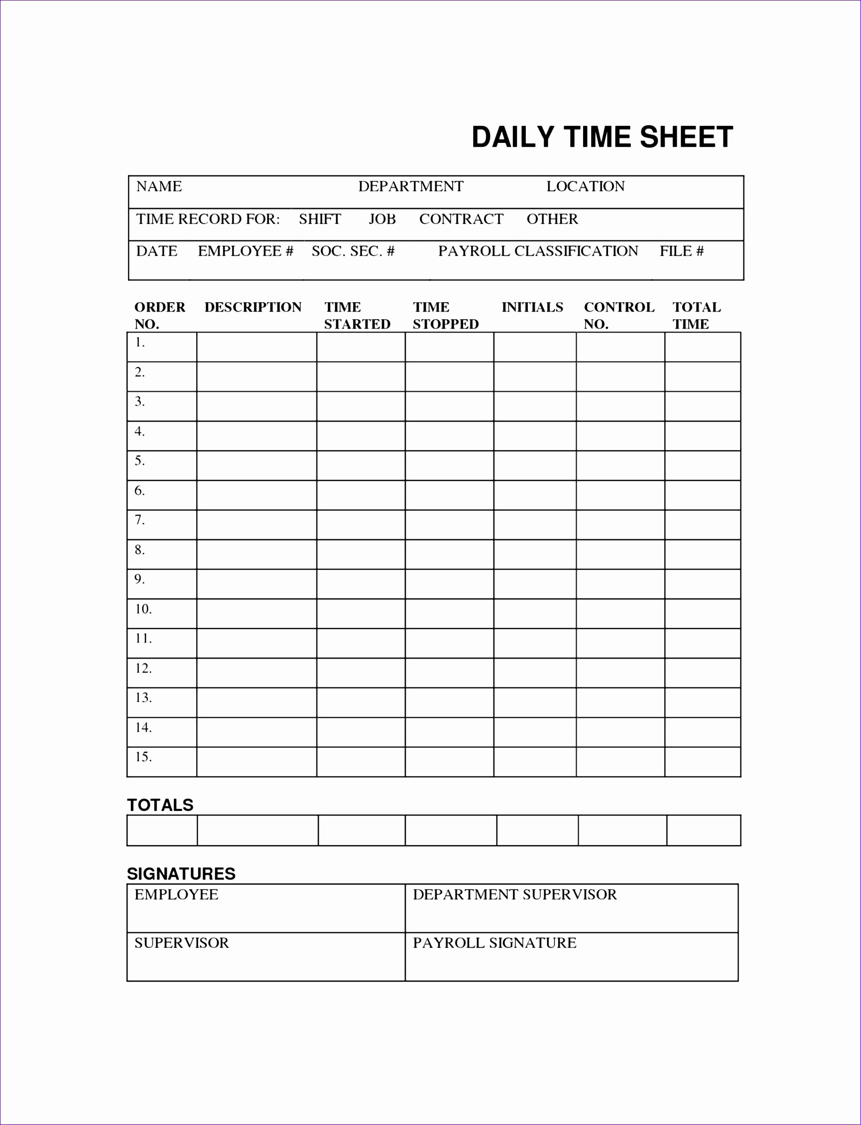 Daily Time Sheets Free Printable Beautiful 6 Excel Daily Timesheet Template Exceltemplates